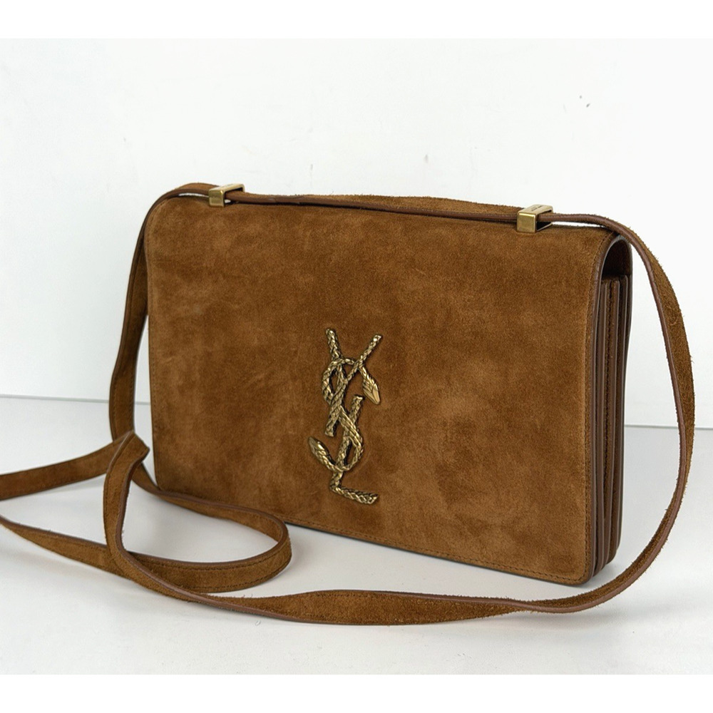Saint Laurent Dylan Shoulder Bag Small in Brown Suede and Gold-Tone Hardware - Picture 1 of 15